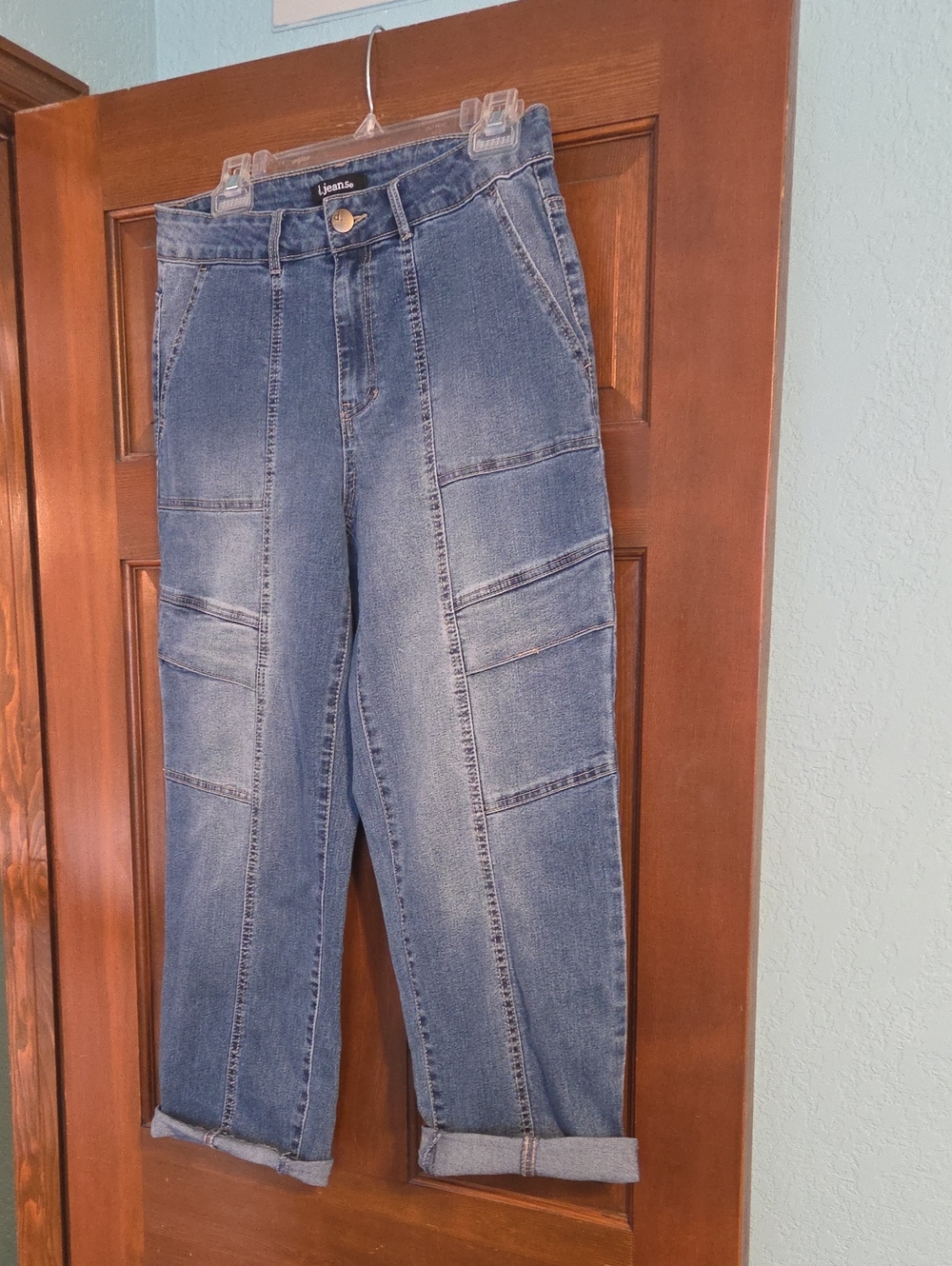 d. jeans Medium Blue Panel-Detail Boyfriend Jeans